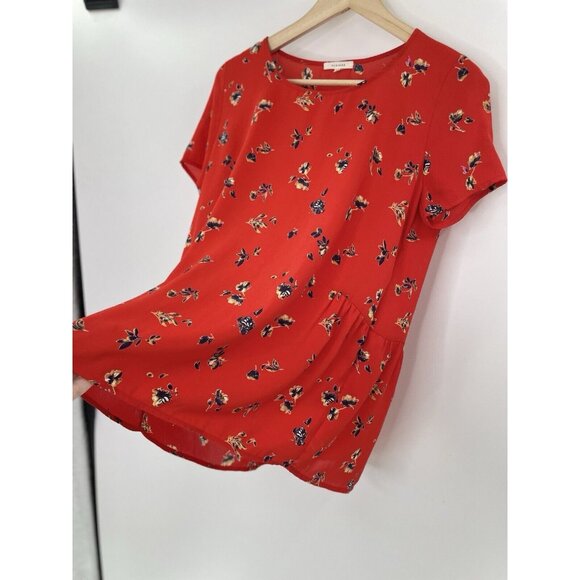 Pleione Women’s Red Floral Chiffon Blouse Size XS‎ Career Workwear Ruffle USA - Picture 5 of 10